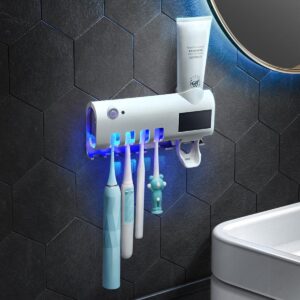 Tandenborstelhouder & UV sterilisator, met tandpasta dispenser | Herlaadbaar via USB en licht | Smart Sensor voor automatische sterilisatie
