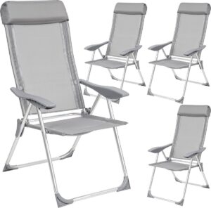 TecTake - 4 x campingstoel - tuinstoel - opvouwbaar - grijs - 402181