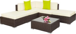 TecTake - Prachtige wicker loungeset met aluminium frame bruin 401813