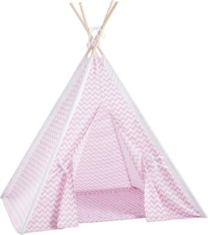 Tipi Tent Set | ZigZag Pink| Roze - Wit | Wigwam Speeltent Kind