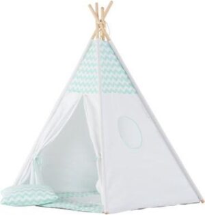 Tipi Tent / Speeltent Kinderkamer Chevron Mintgroen - Wit - Speeltent voor Kinderen - Kindertent - Indianentent - Wigwam 100x100x120cm