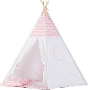 Tipi Tent / Speeltent Kinderkamer Chevron Roze - Wit - Speeltent voor Kinderen - Kindertent - Indianentent - Wigwam 100x100x120cm