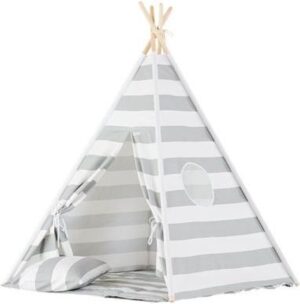 Tipi Tent / Speeltent Kinderkamer Grey stripes - Speeltent voor Kinderen - Kindertent - Indianentent - Wigwam 100x100x120cm