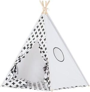 Tipi Tent / Speeltent Kinderkamer Monochrome Crosses - Speeltent voor Kinderen - Kindertent - Indianentent - Wigwam 100x100x120cm