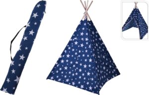 Tipi Wigwam Speeltent - Idianen Tent Kindertent - Indianentent Kinderen - Kinder Tipi - blauw met witte sterren