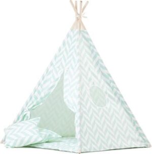 Tipi tent / Speeltent Kinderkamer Herringbone Mintgroen - Speeltent voor Kinderen - Kindertent - Indianentent - Wigwam 100x100x120cm