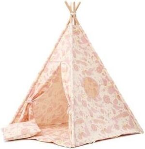 Tipi tent / Speeltent Kinderkamer Roze met gouden hartjes - Speeltent voor Kinderen - Kindertent - Indianentent - Wigwam 100x100x120cm