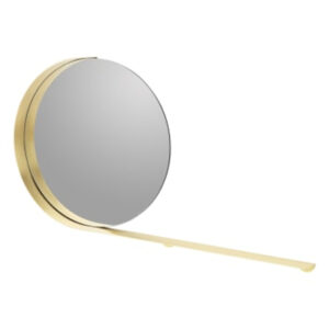 Tolio ronde spiegel met plank, 60cm, geborsteld messing