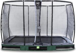Trampoline EXIT Elegant Premium inground - 244x427cm met Deluxe veiligheidsnet - Groen - Rechthoek