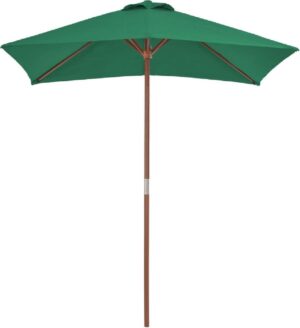 Tuin parasol Groen met Houten Paal 150x200CM - Tuinparasol - Stokparasol tuin - Buiten parasol - Zonneparasol - Camping parasol - Zonwering - Zonnescherm -