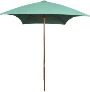Tuin parasol Groen met Houten Paal 200x300CM- Tuinparasol - Stokparasol tuin - Buiten parasol - Zonneparasol - Camping parasol - Zonwering - Zonnescherm
