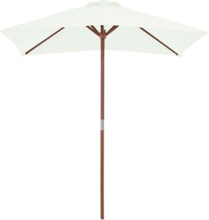 Tuin parasol Zandkleurig met Houten Paal 150x200CM - Tuinparasol - Stokparasol tuin - Buiten parasol - Zonneparasol - Camping parasol - Zonwering - Zonnescherm -
