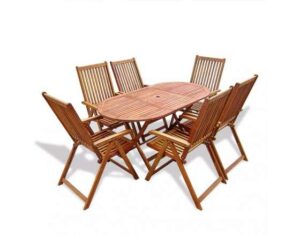Tuinset met ovale tafel en verstelbare stoelen 7-delig