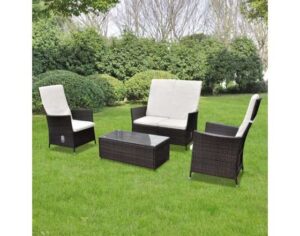 Tuinset poly rattan bruin 12-delig