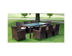 Tuinset poly rattan bruin 17-delig