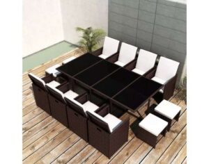 Tuinset poly rattan bruin 33-delig