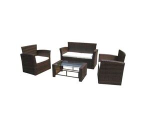 Tuinset poly rattan bruin 8-delig