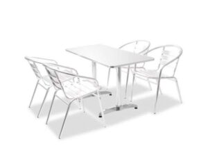 Tuinset rechthoekige tafel en stapelstoelen aluminium 5-delig