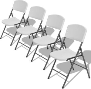Tuinstoelen Inklapbaar Wit Staal 4 STUKS / Tuin stoelen / Buiten stoelen / Balkon stoelen / Relax stoelen