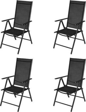 Tuinstoelen Inklapbaar Zwart 4 STUKS / Tuin stoelen / Buiten stoelen / Balkon stoelen / Relax stoelen