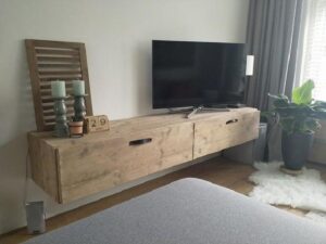 Tv-meubel Medan, steigerhout, L160 x B40 x H30, Oldbrown