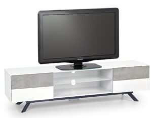 Tv-meubel Stonno 180 cm breed in wit met grijs beton
