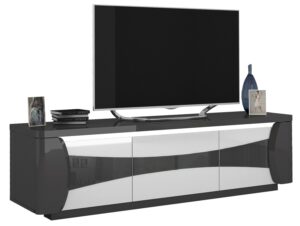 Tv-meubel Tiago 180 cm breed in hoogglans antraciet met wit