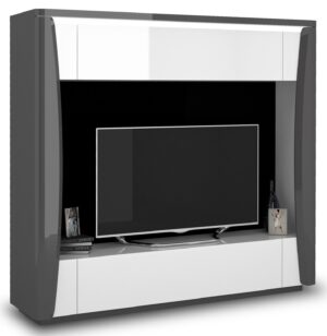 Tv-meubel Tiago 180 cm hoog in hoogglans antraciet met wit