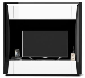 Tv-meubel Tiago 180 cm hoog in hoogglans zwart met wit