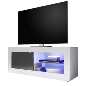 Tv-meubel Tonic 140 cm breed in hoogglans wit met antraciet