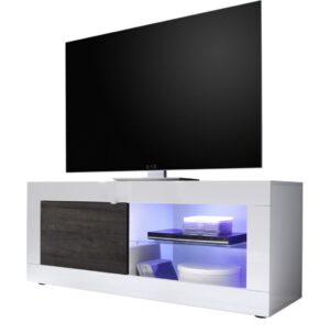 Tv-meubel Tonic 140 cm breed in hoogglans wit met wenge
