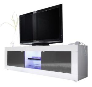 Tv-meubel Tonic 181 cm breed in hoogglans wit met antraciet