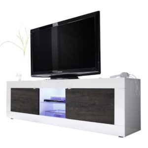 Tv-meubel Tonic 181 cm breed in hoogglans wit met wenge