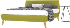 Tweepersoonsbed Groen Stof met Matras (Incl LW Led klok) 140x200 cm - Bed frame met lattenbodem - Tweepersoonsbed - 2 persoonsbed