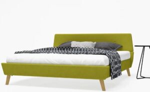 Tweepersoonsbed Groen Stof met Matras (Incl LW Led klok) 160x200 cm - Bed frame met lattenbodem - Tweepersoonsbed - 2 persoonsbed