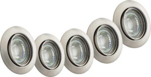 Twilight NEO 5-pack LED inbouwspots (brushed nickel), richtbaar, inclusief 3x GU10 LED lamp 5W - 2700K (warm wit), 5 jaar garantie, 25000 branduren
