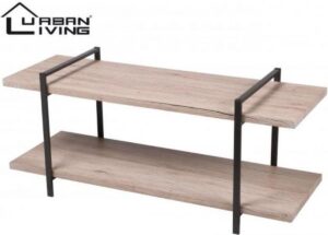 Urban Living - TV meubel - staande TV kast met 2 planken - Industrieel design - MDF Hout - Metalen frame - 120x40x55