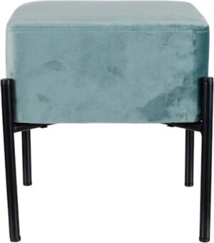 Velvet poef - 30 x 30 x 33 cm - groen - wonen - meubel - kruk