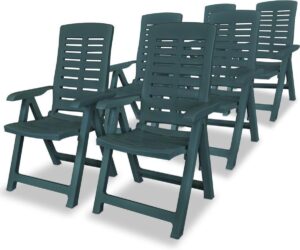 Verstelbare Tuinstoel Groen Plastic 6 STUKS / Tuin stoelen / Buiten stoelen / Balkon stoelen / Relax stoelen