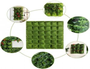 Verticale tuin met 36 grote vakken - 100cm x 100cm - verticale tuin - groen - groene wand - groene muur - verticale moestuin zakken - plantenhanger balkon - plantenbak - plantenzak 1x1 meter, groen ,
