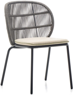 Vincent Sheppard Kodo Dining Chair Rope - Tuinstoel - Zwart - Inclusief Zitkussen