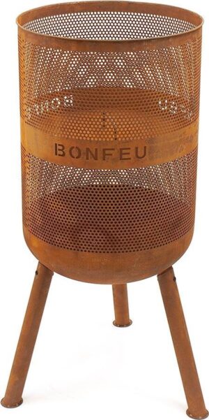 Vuurkorf Bonfeu BonVes 45 Roest - Incl. Grillrooster - Dia 45 cm * Hoogte 100 cm, kookfunctie - Tuinhaard