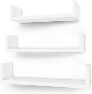 Wandplanken met Opstaande Randen - Set van 3 - 30/35/40 cm - Wit