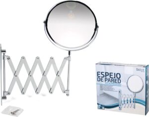Wandspiegel - Harmonica Spiegel met beugel - Ø 17 cm - 2x Vergrotend Badkamer - Make-up - Scheren