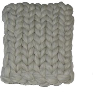 Wollen deken / woondeken / plaid XXL merino wol - lontwol 80 x 120 cm Melange zilver