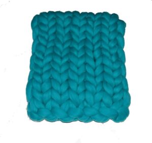 Wollen deken / woondeken / plaid XXL merino wol - lontwol 80 x 120 cm Turquoise