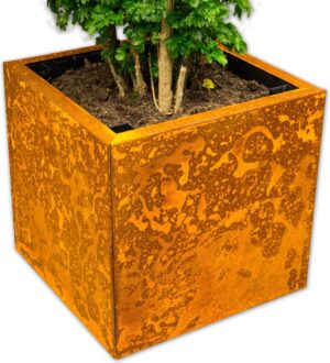 Yoepplanter Plantenbak - 3x Innovatie: Koppelbare Verrijdbare en Wisselbaar Design - Grote Bloembak Bloempot Plantenpot - Binnen Buiten Tuin Balkon en Huiskamer - Groot 40x40x40 Vierkant Corten-Staal