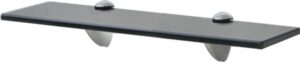 Zwevende Wandplank Glas Zwart 40x10cm (Incl fotolijst) - Boekenplank - Muurplank - Wandrek - Boeken plank