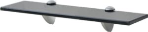 Zwevende Wandplank Glas Zwart 40x20cm (Incl fotolijst) - Boekenplank - Muurplank - Wandrek - Boeken plank