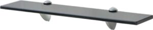 Zwevende Wandplank Glas Zwart 50x10cm (Incl fotolijst) - Boekenplank - Muurplank - Wandrek - Boeken plank